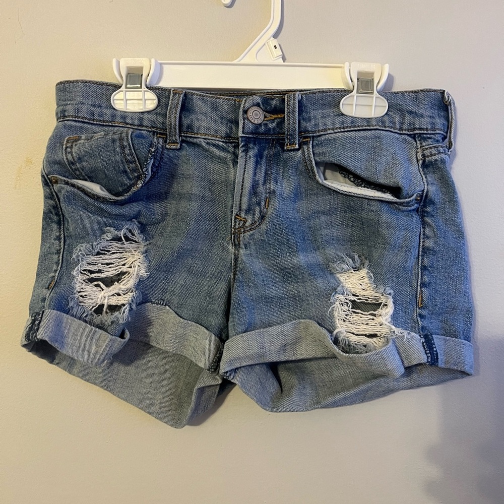 Old Navy Blue Jean Shorts Distressed Cuffed Hem